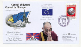 FRANCE - Env 0,89 Charte Sociale - Conseil Europe Strasbourg 15/9/2016 / Visite 14° Dalaï Lama - Storia Postale