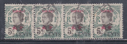 Hoï-Hao N° 69 O Timbres D'Indochine Surchargés : 2c. Sur 5 C. Sur 4 C. Vert En Bande Horizontale De 4  Oblitérée, TB - Gebruikt