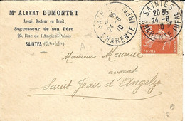 1910- Enveloppe à En-tête De Saintes ( Charente Maritime ) Affr. 10 C Semeuse  Annulé Daguin - 1877-1920: Semi Modern Period