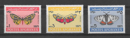 Insecte - Afghanistan N°939 à/to 941 Papillon 1971 ** - Papillons