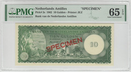 Netherlands Antilles 10 Gulden 1962 P-2s UNC - SPECIMEN - PMG 65 - RARE - Niederländische Antillen (...-1986)