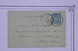 BE3 FRANCE  CARTE ENTIER SAGE  1897  ORLEANS A   ARRAS  ++ ++AFFRANCH. INTERESSANT++ - Autres & Non Classés