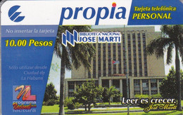 PR-006 TARJETA DE CUBA DE PROPIA DE $10  BIBLIOTECA NACIONAL (MUESTRA) NUEVA-MINT - Cuba