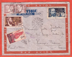 GABON LETTRE TAXEE DE 1938 DE LAMBARENE POUR THANN FRANCE - Cartas & Documentos