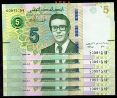 5 Billets De 5 Dinars 2022 Neufs (ENVOI GRATUIT) // 5 Banknotes Of 5 Dinars  2022 UNC (FREE SHIPPING) - Tunisie