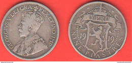 Cipro 9 Piastres 1919 Cyprus Zypern Chypre Nine Piastres King Georgius V° Silver & Rare Coin - Cyprus