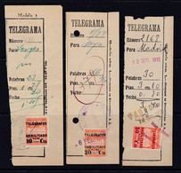 1930 - Barcelona - Telegrafos - Edifil 1/3 - Usados En Telegramas - Raro Conjunto - Barcelona