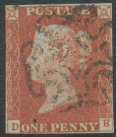 GB QV 1 D Redbrown Plate 34 (DB) 4 Full But Partly Narrow Margins, Nice Black MC, VARIETY/ERROR: Double Letter „D“ - Usados