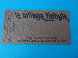 Carte De Visite Restaurant Le Village Kabyle 75 Paris - Cartes De Visite