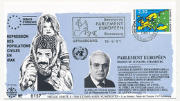 FRANCE - Env Affr. 2,30F Carte Europe - OMEC Session Du Parlement Strasbourg 16/4/1991 - Répression En Irak - Briefe U. Dokumente