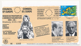 FRANCE - Env Affr. 2,30F Carte Europe - OMEC Assemblée Du Parlement Strasbourg 24/4/1991 - Population Kurde En Irak - Lettres & Documents