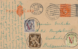 POSTCARD 1945  - BARROW  TO OOSTENDE  BELGIUM    2  SCANS - Covers & Documents