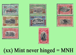 1921 ** BELGIAN CONGO / CONGO BELGE = COB MNH 85/87 + 89/93 SURCHARGED 1921 SHORT SET ( X 8 Stamps ) - Ongebruikt