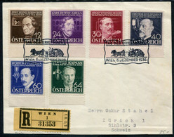 AUSTRIA 1936 Inventors Set On Front Of Envelope Used With Stamp Day Postmark.  Michel 632-37 - Used Stamps