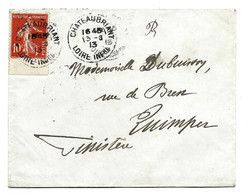 SEMEUSE 10c De CARNET BdF Sur Lettre 1913 CHATEAUBRIANT - Old : 1906-1965