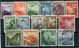 AUSTRIA 1935 Airmail Definitive Set Used.  Michel 598-612 - Gebraucht