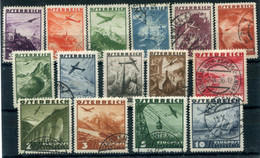 AUSTRIA 1935 Airmail Definitive Set Used.  Michel 598-612 - Used Stamps
