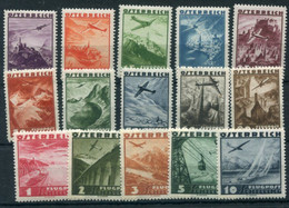 AUSTRIA 1935 Airmail Definitive Set MNH / **.  Michel 598-612 - Unused Stamps