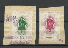 UNGARN HUNGARY 1920ies - Revenue Tax Steuermarken 1 & 2 Pengö On Cut Out O - Revenue Stamps