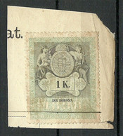 UNGARN HUNGARY 1898 Revenue Documentary Tax Steuermarke Stempelmarke Egy Korona On Cut Out - Fiscale Zegels