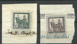 UNGARN HUNGARY 1914 Revenue Documentary Tax Steuermarken Stempelmarken 1 & 2 Korona On Cut Out - Revenue Stamps