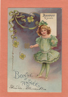 ENFANT CHILD FILLETTE GIRL - TREFLES 4 FEUILLES - DORURE - PRECURSEUR - ECRITE - Dessins D'enfants