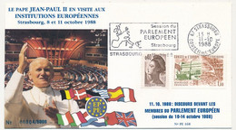 Env. 1,60F Conseil Europe - OMEC Session Du Parlement Européen Strasbourg 11/10/1988 - Visite Pape Jean Paul II - Briefe U. Dokumente