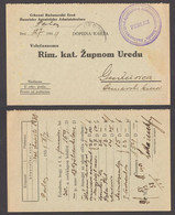 Perlasz PERLEZ POSTMARK 1939 Postcard CATHOLIC CHURCH Money Order Form BANAT HUNGARY YUGOSLAVIA Port Payé OFFICIAL - Servizio