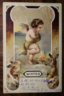 AK CPA 1909 Engel Jugendstil Litho Winter Tiere Enfant Ange Art Nouveau Freuden Kinder Cover Larochette Luxembourg - Anges