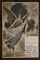 AK CPA 1902 Engel Ange Jugendstil Blümen Barr Elsass Frohliche Weihnachten Litho Cover Alsace - Angeles
