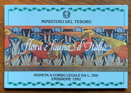 MONETA  L. 500 ARGENTO - FLORA E FAURA D'ITALIA  - FOLDER ORIGINALE COMPLETO - Tamaño Grande : 1981-90