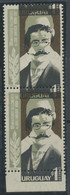 URUGUAY 1967 50.Todestag Von Jose Enrique Rodó (1872-1917), Schriftsteller, Postfrisches Senkrechtes Paar ABARTEN - Uruguay