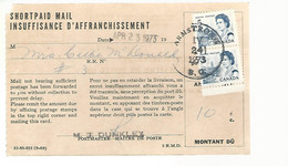 56368 ) Canada Post Card Shortpaid Mail Armstrong Postmark 1973 OHMS - Offizielle Bildkarten