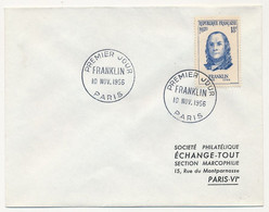 FRANCE - Env Affr. 18F Franklin - Obl Premier Jour Paris 10 Nov 1956 - Brieven En Documenten