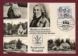 BRD 1965  Mi.Nr. 462 , 150. Todestag Von Matthias Claudius - Maximum Card - Sonderstempel Reinfeld / Holstein 15.-8.65 - 1961-1980