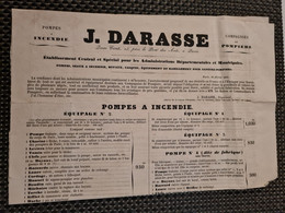 Papier Timbre Sur PUB  J.DARASSE Pompes à Incendie Compagnies De Sapeurs-pompiers Habillements PARIS - Brieven En Documenten