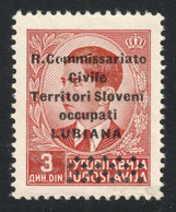 LUBIANA 1941 Ljubljana Slovenia Italy Yugoslavia R. Commissariato Civile OVERPRINT Occupation 3 Din King Peter - Lubiana