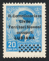 LUBIANA 1941 Ljubljana Slovenia Italy Yugoslavia R. Commissariato Civile OVERPRINT Occupation 20 Din King Peter - Lubiana