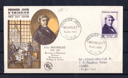 1953  " JULES MICHELET " Sur Enveloppe 1er Jour. Oblit. De PARIS. N° YT 949. Voir Les Scans Recto / Verso. FDC - 1950-1959