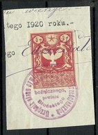 POLEN Poland Ca 1920 Documentary Tax Stempelmarke Revenue Oplata Stemplowa 4 Marek O On Out Cut - Revenue Stamps