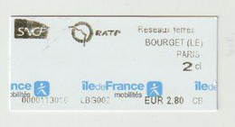 Carte D'entrée-toegangskaart-ticket: Metro RATP Paris (F) - Europe
