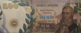 192524 BILLETE FANTASY TICKET 100 BANK ARGENTINA PROCER SANTIAGO LINIERS INVASIONES INGLESAS NO POSTCARD - Kilowaar - Bankbiljetten