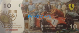 192534 BILLETE FANTASY TICKET 10 BANK ARGENTINA AUTOMOVILISMO CAR FERRARI RUNNER JUAN MANUEL FANGIO NO POSTCARD - Kilowaar - Bankbiljetten