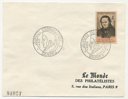 Enveloppe Affr.4F Stendhal - Obl Temporaire "Journées Stendhaliennes" Grenoble 28 Mai 1955 - Bolli Commemorativi