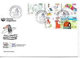 #75139 ARGENTINA 2022 ART CHILD DRAWINGS MEDICIN PEDRIATIC HOSPITAL GARRAHAM ANIVERSARY STRIP FDC - Unused Stamps
