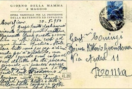 ITALIA - 8 MAGGIO 1950 GIORNATA DELLA MAMMA CARTOLINA ONMI ( MADONNA ARPIE- A. DEL SANTO)-  VIAGGIATA CREMONA -ROMA - Moederdag