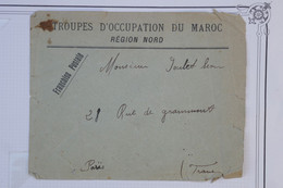 BE4 FRANCE  BELLE LETTRE OCCUPATION MAROC REGION NORD  1912    A  PARIS   ++ ++AFFRANCH. INTERESSANT++ - Lettres & Documents