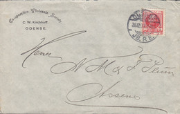 Denmark CO-OPERATIVE WHOLESALE SOCIETY Ltd. C. W. KIRCHHOFF, ODENSE JB. P. E. 1907 Cover Brief ASSENS (Arr.) Fr. VIII. - Storia Postale
