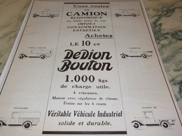 ANCIENNE PUBLICITE CAMION ECONOMIQUE DE DION BOUTON  1926 - LKW