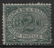 San Marino 1877 Cifra O Stemma C2 Verde Sa N.1 US - Used Stamps
